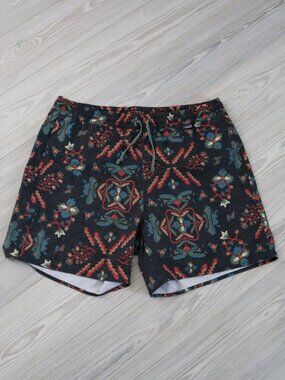 Patagonia Hydropeak Volley Shorts 16” Mens XL Black Surf Trunks Forest Floor Ink